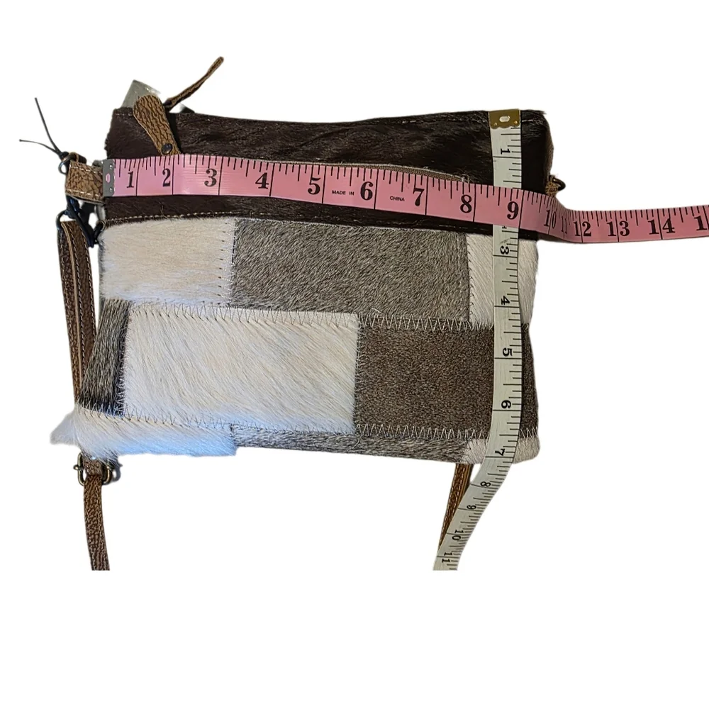 Myra Patchwork Leather Cowhide Crossbody Purse NWT